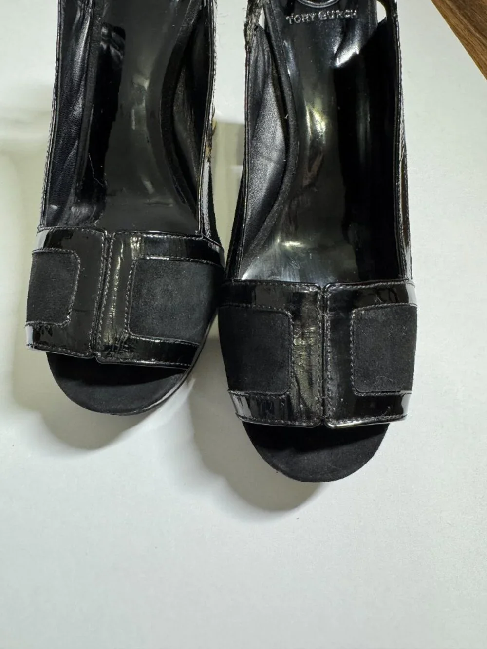 Tory Burch "Gemma" Suede/Patent Leather Women's Slingback Pumps 11M - Picture 5 of 13